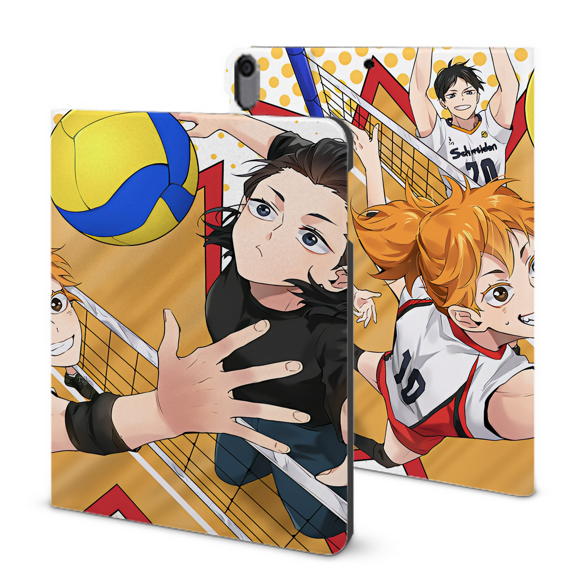 （画像用） ハイキュー!! Haikyu!! IPad ケース ブック型 PUレザー TPU 耐衝撃 軽量 薄型 ペン収納なし 全面保護 IPad 各モデル対応